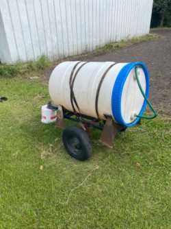 Water barrel on wagon 